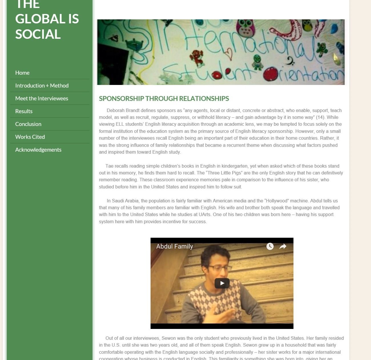 Figure 2. Our discussion of relationships and sponsorship, supplemented by interview videos and images