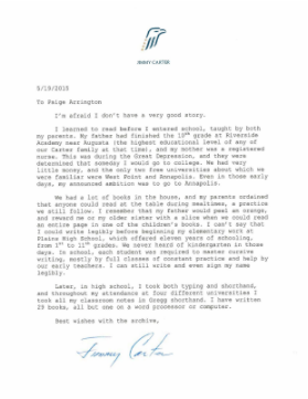 Figure 1. Image of President Jimmy Carter's literacy narrative.