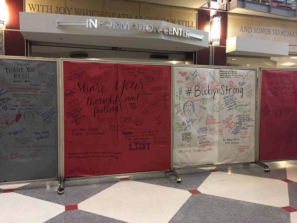 Figure 1: Image of messages boards set up in the Ohio Union (taken 29 November 2016)