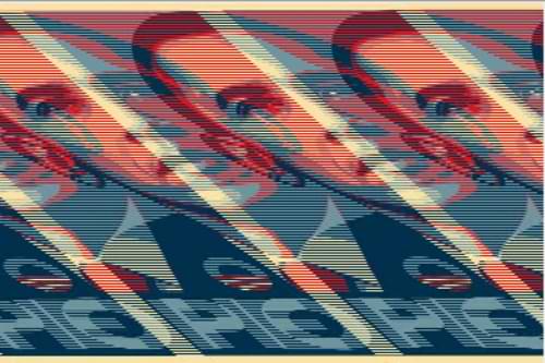 A glitched image of Obama Hope