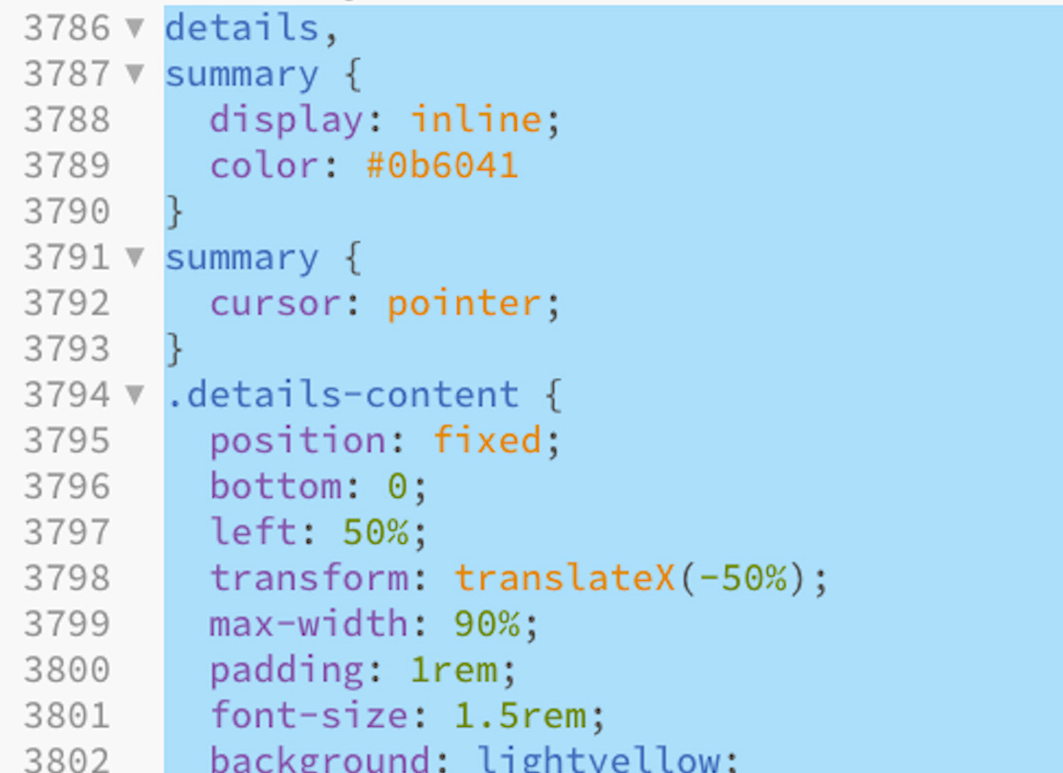 Lines of code in a text editor with a white background